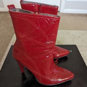 Carlos Santana fuse red patent leather boots